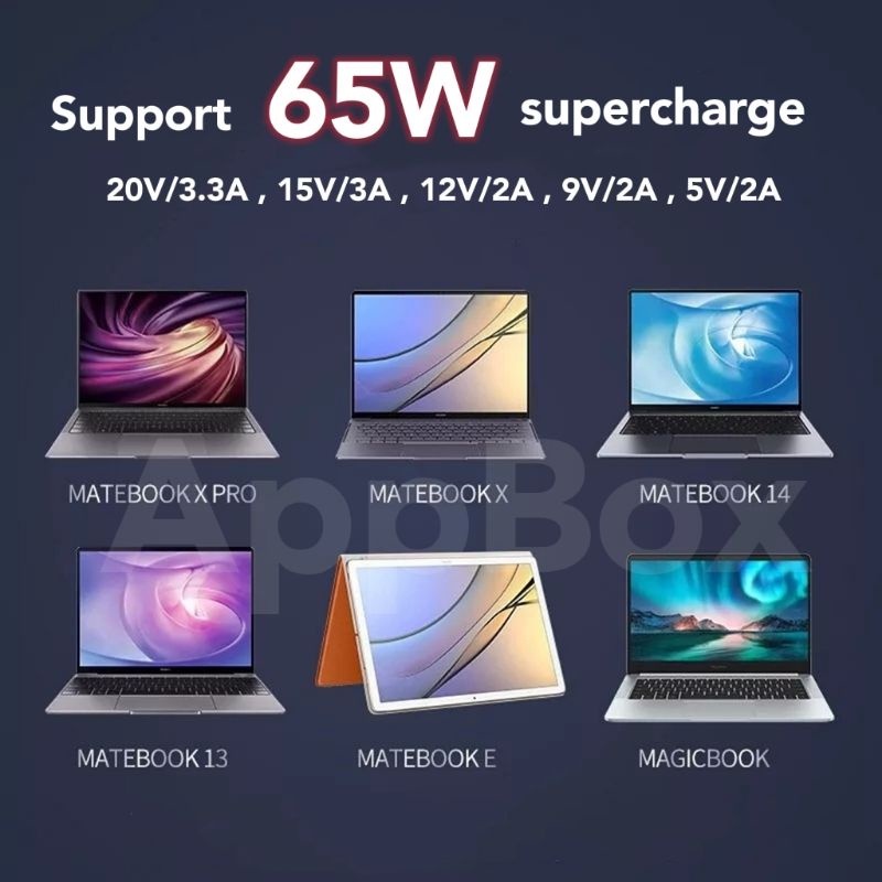 huawei-65w-pd-supercharger-matebook-โทรศัพท์มือถือแล็ปท็อป-รองรับมือถือ-โน๊ตบุ๊คหลายยี่ห้อ-แล็ปท็อปเท่านั้น