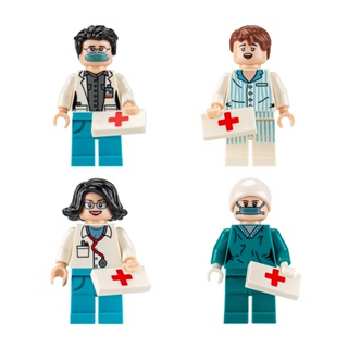 4pcs Anti-Epidemic Anti-Shock Epidemic Doctor Nurse Doll Small Particle Assembled Building Block Toy Bag Gift In Stock action figures YM