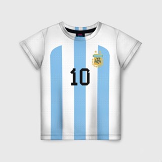 เสื้อยืด พิมพ์ลาย Messi Argentina World Cup สําหรับเด็ก 2022