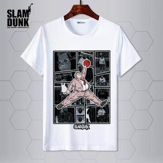 S-5XL อะนิเมะเสื้อยืด❈Slam Dunk เสื้อยืด Sakuragi Flower Road Akagi Haruko อะนิเมะรอบบาสเกตบอลชายและหญิงแขนสั้นเสื้อยืดเ