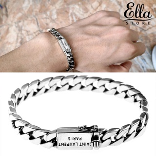 Ellastore123 สร้อยข้อมือโซ่ถัก หนา กันแตก สไตล์พังก์ เรโทร เครื่องประดับ สําหรับผู้ชาย