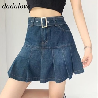 DaDulove💕 New Korean Version of Ins High Waist Denim Skirt WOMENS Loose Pleated Skirt Niche Large Size Skirt