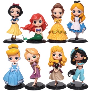 ตุ๊กตาฟิกเกอร์ Disney Princess Ariel Rapunzel Cinderella Mermaid Anna Elsa Belle Alice Snow White Mulan ของเล่นสําหรับเด็ก