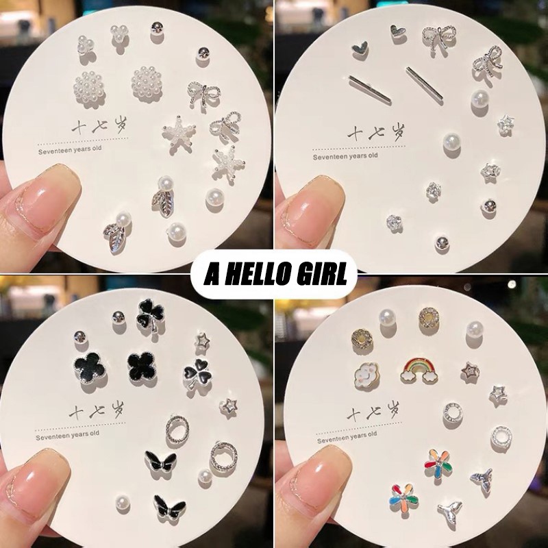 ภาพหน้าปกสินค้าA HELLO GIRLชุดเครื่องประดับ ต่างหู ขนาดเล็ก สวยหรู เหมาะกับของขวัญ แฟชั่นเรียบง่าย สําหรับเด็กผู้หญิง จํานวน 7 คู่ จากร้าน th_160288151 บน Shopee