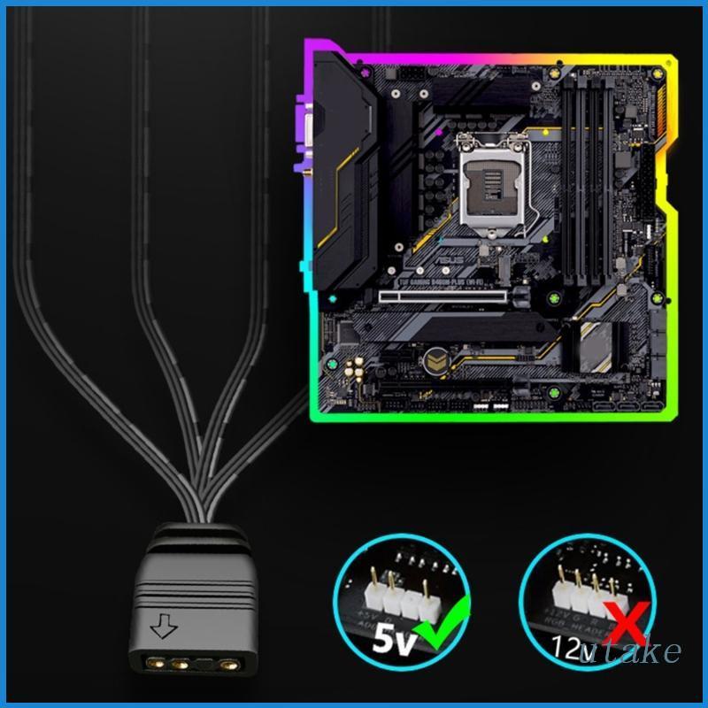 UTAKEE 1 to 4 ARGB Splitter 5V 3PIN PC Motherboard To AURA RGB FAN 3Pin ...