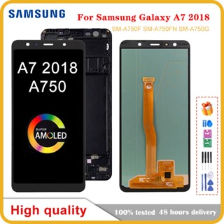 Amoled หน้าจอสัมผัส LCD 6.0 นิ้ว แบบเปลี่ยน สําหรับ Samsung Galaxy A7 2018 Galaxy A750 A750F