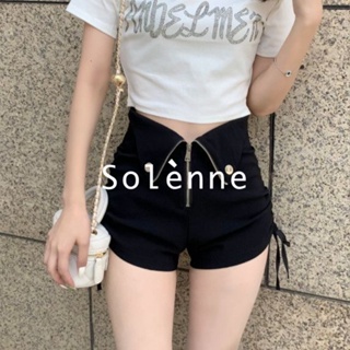 Solenne กางเกงขาสั้น ใส่สบายๆ กางเกงขาสั้นผู้หญิง เกาหลี แฟชั่น เอวสูง short Jeans 2023 NEW MAR1407