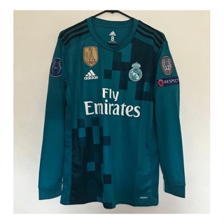 เสื้อกีฬาแขนยาว ลายทีมชาติฟุตบอล R Madrid Third Cristiano Ronaldo Jersey MODRIC BENZEMA UCL 2017-18 ชุดเหย้า สไตล์เรโทร สําหรับผู้ชาย