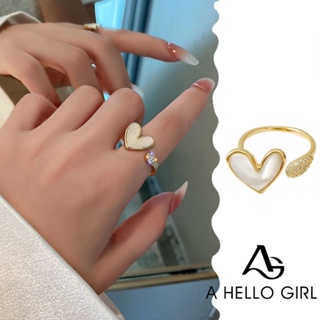 A HELLO GIRL Ins แหวนนิ้วชี้ รูปหัวใจ เครื่องประดับแฟชั่น สําหรับผู้หญิง