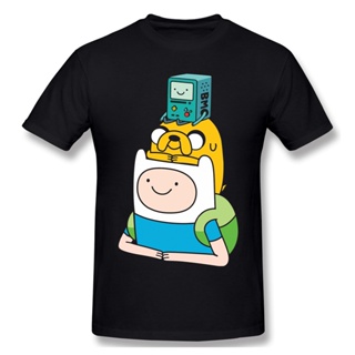 เสื้อยืด ผ้าฝ้าย พิมพ์ลายการ์ตูนอนิเมะ Adventure Time Series Finn Jake BMO สไตล์สตรีท แฟชั่นสําหรับผู้ชายS-5XL