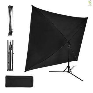 2x1.5m/ 6.5x4.9ft Black Photo Backdrop Photography Background Screen with Adjustable Tripod Cross-Shaped Stand for Streaming Gaming Studio Photography