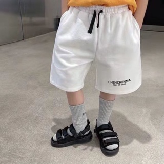 กางเกงขาสั้นเด็กชายฤดูร้อน/ตัวอักษรเกาหลีพิมพ์หลวมและลำลองผ้าฝ้ายกางเกงห้าจุดระบายอากาศ