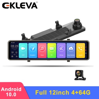 EKLEVA Android 10 4+64G 12" Mirror Car DVR Dual Lens FHD 1080P with WIFI GPS Navigation and ADAS Special Mount 4G Car Black Box