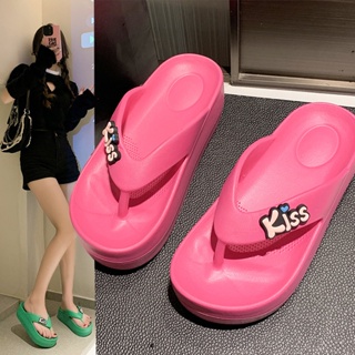 2023 รองเท้าแตะสไตล์ใหม่ผู้หญิงเกาหลีฤดูร้อนรุ่น ins หนาพื้นเพิ่มความสูงรองเท้าแตะบ้านผู้หญิงสวมใส่ด้านนอก-SH60844