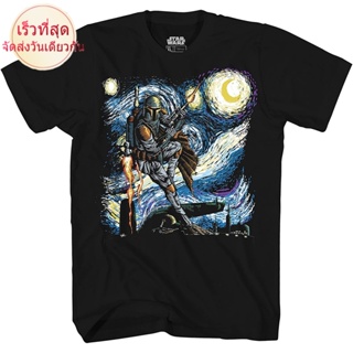 100%cotton เสื้อยืดผู้ชายแฟชั่น Mad Engine Star Wars Boba Fett Shirt Starry Night Mens Adult Graphic T-Shirt men เสื้อS