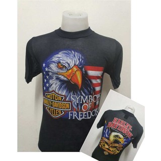 เสื้อยืดฮาเลย์ Harley-Davidson ผ้าบาง50 ผ้ามุ้ง ผ้าบางใส่สบาย สไตล์วินเทจ ป้ายVintage 3D EMBLEM [ S M L XL ]