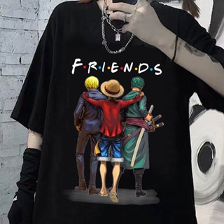 เสื้อยืดแขนสั้นเสื้อแฟชั่นผญ อื่นๆ อะนิเมะญี่ปุ่น One Piece เพื่อนเสื้อยืดผู้ชายผู้หญิงตลกมังงะฤดูร้อนท็อปส์ซูเสื้อยืดฮา