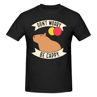 ขายเสื้อยืดแขนสั้น คอกลม ผ้าฝ้าย พิมพ์ลาย Capybara Dont Worry Be Cappy（S-5XL）