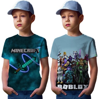 เสื้อยืด พิมพ์ลายการ์ตูน Roblox สําหรับเด็กผู้ชาย อายุ 3-13 ปี]