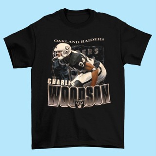 [S-5XL] เสื้อยืด ลายทีมฟุตบอล Las Vegas Raiders Charles Woodson Rose Nfl สําหรับผู้ชาย