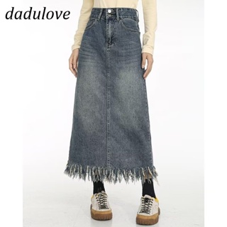 DaDulove💕 New Korean Version of INS Slit Denim Skirt WOMENS High Waist Slim Bag Hip Skirt Large Size Raw Edge Skirt