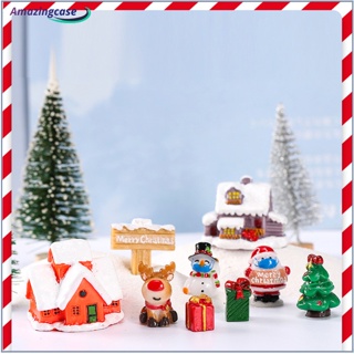 Amaz ตุ๊กตาหิมะ ซานตาคลอส สโนว์แมน เรซิ่น น่ารัก พร็อพตกแต่งบอนไซ ภูมิทัศน์ขนาดเล็ก