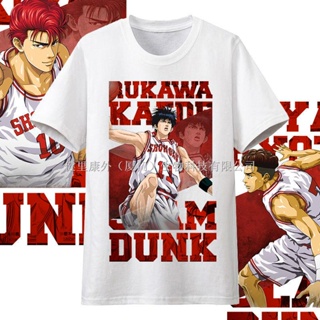 S-5XL Carnival Cartoon Anime Merchandise Slam Dunk T-Shirt Mens Short-Sleeved Sakuragi Flower Road Rukawa Kaede Mitsui