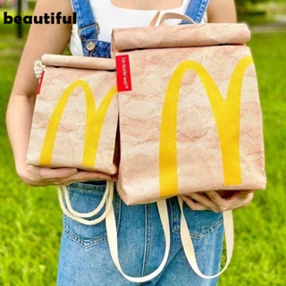 กระเป๋าแมสเซนเจอร์กระดาษของแมคโดนัลด์ กระเป๋าเป้เด็กผู้หญิงความจุสูงสไตล์น่ารักและตลก