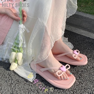 Hilty Shoes รองเท้าแตะฟลิปฟลอป Pvc ลายหัวใจ หรูหรา แฟชั่นชายหาด สําหรับผู้หญิง 2 ชิ้น