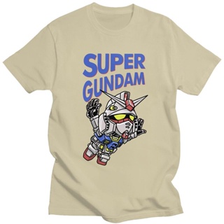 L เสื้อยืดแขนสั้น ผ้าฝ้าย แบบนิ่ม พิมพ์ลายอนิเมะ Gundam Mech Robot Manga Mecha สไตล์ญี่ปุ่น แฟชั่นฮาราจูกุ สําหรับผู้ชาย