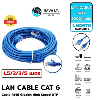 ภาพหน้าปกสินค้า⚡️ส่งด่วนใน1ชม.ทักแชท⚡️ NAVA IT LAN ETHERNET CABLE CAT6 สีฟ้า สายแลน 1000mbps ความยาว 1.5/2/3/5 เมตร ประกัน1เดือน ที่เกี่ยวข้อง