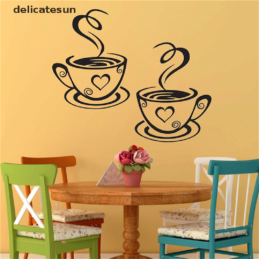 delicatesun-สติกเกอร์ไวนิล-ลายถ้วยกาแฟ-ชา-กาแฟ-ศิลปะ-ตกแต่งห้องครัว-ร้านอาหาร-ผับ-ดี