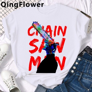  2023 Chainsaw Man tshirt Top Tees💥💥 เสื้อผ้าผู้ชายพิมพ์เสื้อผ้าคู่ Streetwear anime tshirt