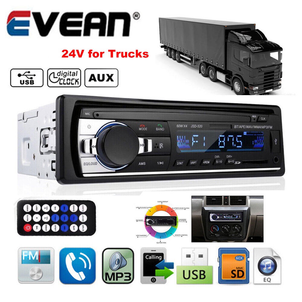 evean-เครื่องเล่น-mp3-วิทยุ-fm-aux-sd-usb-บลูทูธ-24v-12v-สําหรับรถยนต์