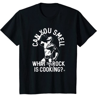 เสื้อยืดลําลอง แขนสั้น พิมพ์ลาย WWE Can You Smell What The Rock Is Cooking สไตล์เกาหลี คุณภาพสูง สําหรับผู้ชาย