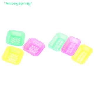 Amongspring&gt; ตะกร้าผัก ผลไม้ ขนาดเล็ก 1:12 สําหรับตกแต่งบ้านตุ๊กตา 3 ชิ้น ต่อชุด