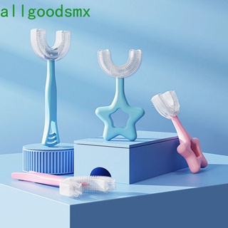 ALLGOODS 2-12 Years Old U-shape Baby Toothbrush Simple Teeth Cleaner Children Silicone Toothbrush Food-grade Soft Fur Handheld Baby Kids Practical Novelty Oral Cleaning Care