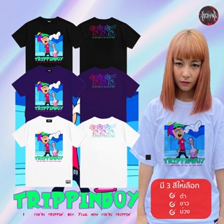 เสื้อยืด  Oversize ลายสตรีท TRIPPINBOY เสื้อผู้ชาย/ผู้หญิง