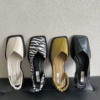 #รองเท้าแตะแฟชั่น#Baotou รองเท้าแตะผู้หญิง 2022 รองเท้าสตรีฤดูร้อนใหม่แฟชั่นภาษาฝรั่งเศสคำ Mary Jane รองเท้าเดี่ยวฤดูร้อ