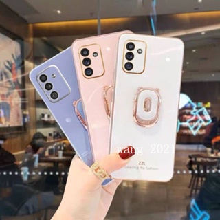 Ready Stock Phone Case เคส Samsung Galaxy A54 A34 A24 A14 LTE 4G 5G Casing Electroplating Straight Edge Protective Case with Bear Stand Soft Case เคสโทรศัพท