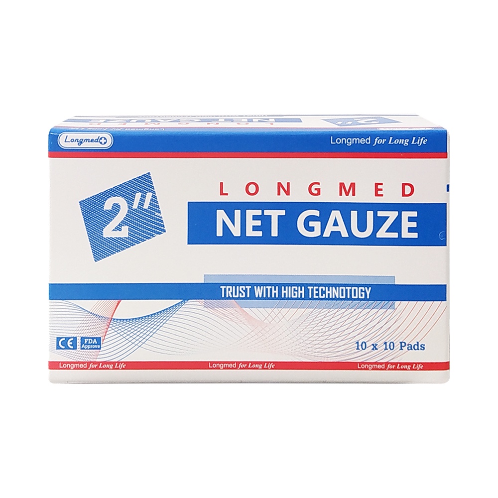 ผ้าก็อซปิดแผล-ผ้าก็อส-longmed-net-gauze-1-กล่องมี-10-ชิ้น-กล่องฟ้า