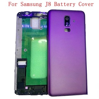 ฝาครอบแบตเตอรี่ ด้านหลัง สําหรับ Samsung J8 J810 พร้อมกรอบกลาง เลนส์กล้อง โลโก้อะไหล่ซ่อม