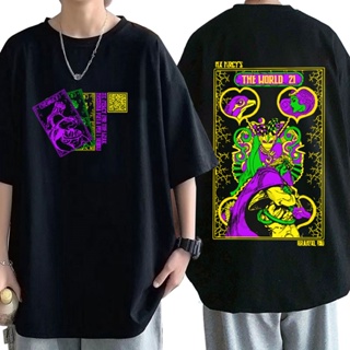 【พร้อมส่ง】เสื้อยืดลําลอง แขนสั้น พิมพ์ลายกราฟฟิคอนิเมะ Jojo Bizarre Adventure The World Manga แฟชั่นสไตล์ญี่ปุ่น สําหรับ