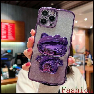 เคสไอโฟน14PROMAX Ripple pattern soft Silicone case purple Kitty mirror Swivel bracket เคสไอโฟน11 เคสไอโฟน13 เคสซิลิโคน iPhone14 Pro plus case for iPhone13 เคสixr เคสไอโฟน12 เคสIP11 Pro 13Pro 8plus เคสiPhone12 caseiPhone11 เคสไอโฟน13promax เคสไอโฟน7พสัส