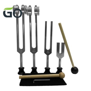 4Pcs Tuning Fork Set (4096C, MI528, 128C, OM136.1) for Solfeggio,for Chakra,Sound Therapy,Reliever Stress