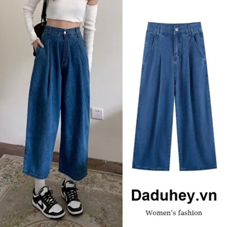 DaDulove💕 New Ulzzang Loose Jeans High Waist WOMENS Wide-leg Pants Niche Drape Nine-point Pants