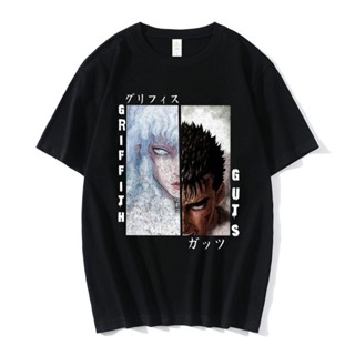 7ehe 【พร้อมส่ง】เสื้อยืด พิมพ์ลายอนิเมะ Berserk Guts Griffith สไตล์ฮิปฮอป ฮาราจูกุ โอเวอร์ไซซ์ สําหรับผู้ชาย ผู้หญิง