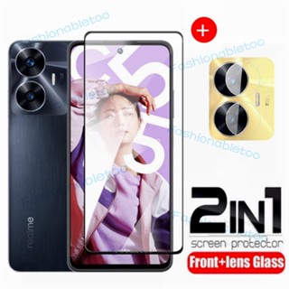 2 in 1 ฟิล์มกระจกนิรภัยกันรอยหน้าจอ สําหรับ Realme C55 Nfc C 55 RealmeC55 กล้อง เลนส์ด้านหลัง ป้องกันเต็มรูปแบบ ฟิล์มด้านหน้า