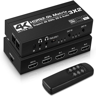 ตัวแยกสวิตช์เมทริกซ์ HDMI พร้อม SPDIF และ L/R 3.5 มม. HDR HDMI2.0 สวิตช์ 3x2 รองรับ HDCP 2.2 ARC 4K@60Hz สําหรับ PS5