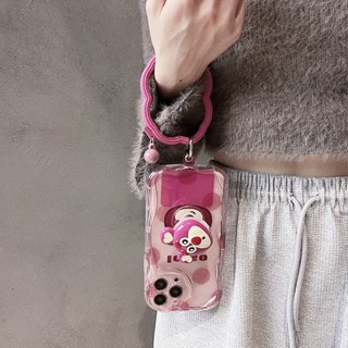 เคสโทรศัพท์มือถือ ลายการ์ตูนหมี สตรอเบอร์รี่ พร้อมสายคล้องมือ สําหรับ Apple Iphone 14promax 13 X XR